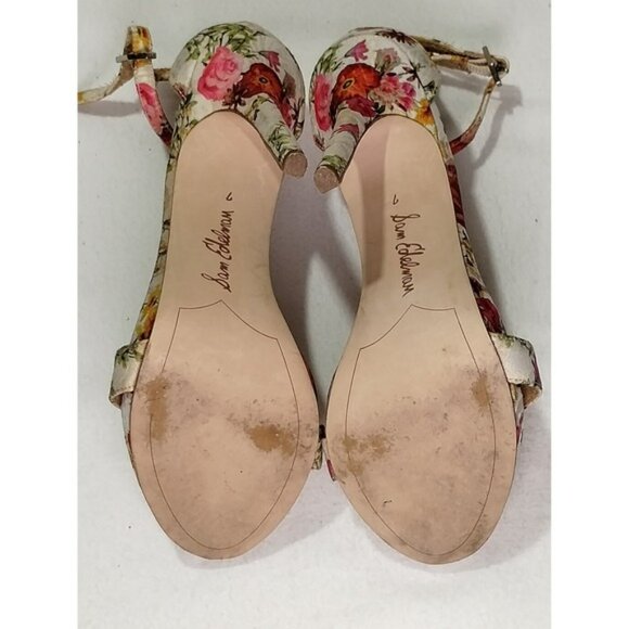 Sam Edelman Eleanor Floral Print Ankle Strap Heels Size 7 Women's Shoes - Picture 13 of 13